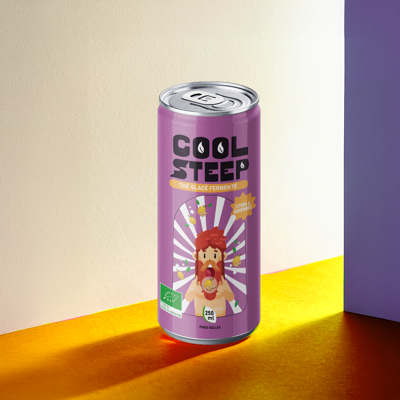 Tè freddo fermentato biologico Coolsteep al limone e zenzero, lattina sottile da 250 ml