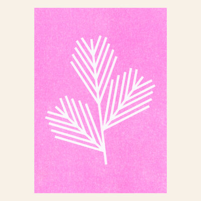 Carte postale risographique – Branche de néon – DIN A6