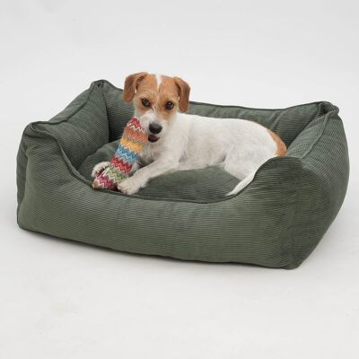 Dog bed box bed Chelsea Cord forest green