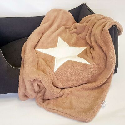 Coperta per cani, coperta per cuccioli, plaid, cagnolino, beige, stella, crema