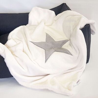 Couverture pour chien, couverture pour chiot, plaid, crème, étoile, gris