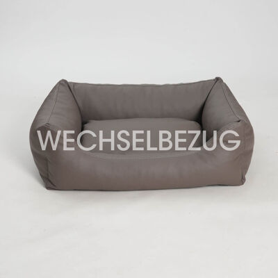 Changeable cover for dog bed, box bed, saddle faux leather, taupe