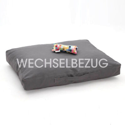 Housse de coussin en toile de coton gris pour chien Hamptons