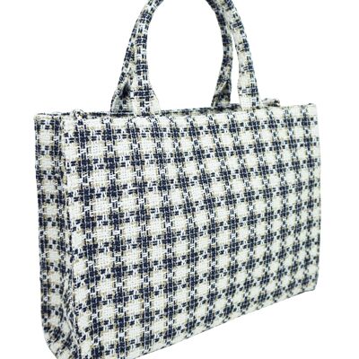 Cabas motif tweed 36233-1 Marine & Blanc