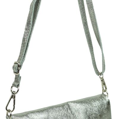 Marjolaine split leather shoulder bag Silver