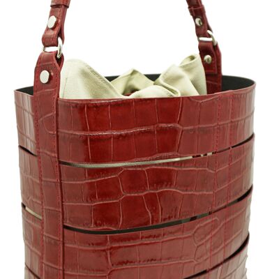 Bolso bombonera Claudie cocodrilo Rojo