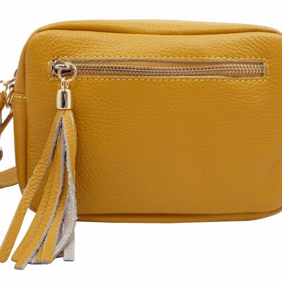 Hagda calfskin leather trotter bag Yellow