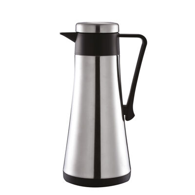 1L stainless steel and black insulated coffee maker