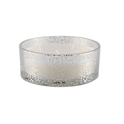 Vanilla candle in silver glass jar
