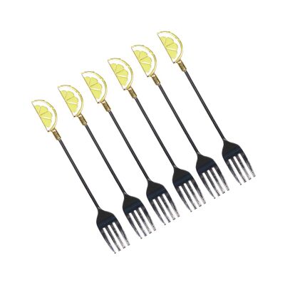 Lemon dessert forks - set of 6
