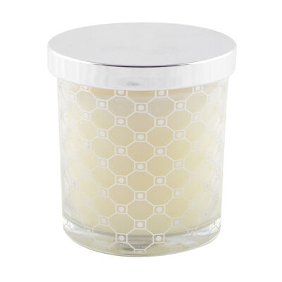 Silver musk candle with lid 7.8 x 8.2cm