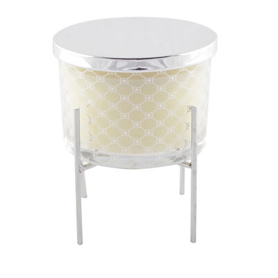 Patchouli scented candle with silver candle holder