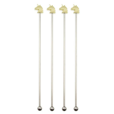 Gold Unicorn Stirrers - Set of 4