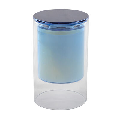 Cedarwood scented blue candle 7x11.3cm