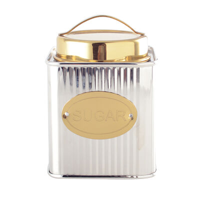 Silver and gold sugar box 10x10x10cm