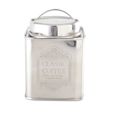Caja de café plateada 10x10x10cm