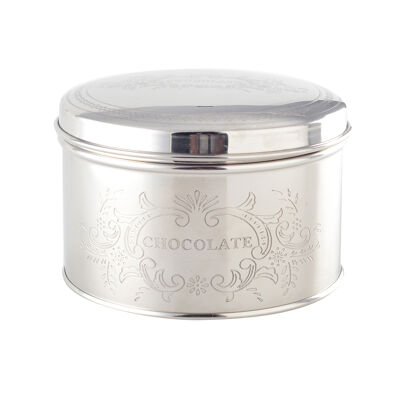 Round silver chocolate box 15x15x9cm