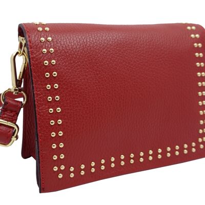 Borsa a spalla piccola con borchie Kalie Red