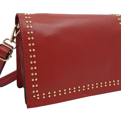 Bolso bandolera grande con tachuelas Kalie Rojo