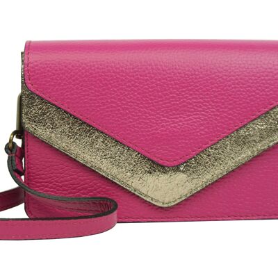 Borsa a spalla in pelle Timeo Fucsia