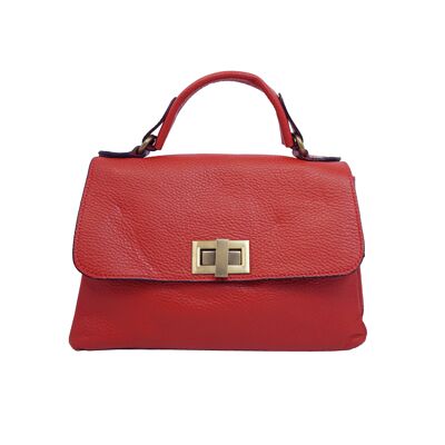 Borsa a mano con patta in pelle Rosso Ambra