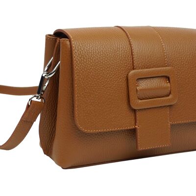 Enola Camel Leather Shoulder Bag