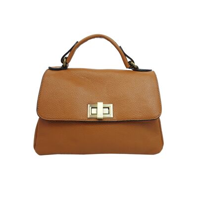 Ambre Bolso de mano con solapa de piel Camel