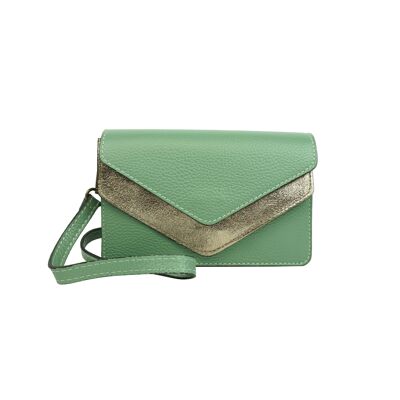 Borsa a spalla Timeo in pelle Verde acqua