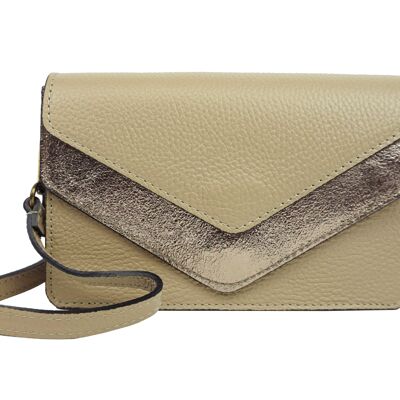 Sac bandoulière en cuir Timéo Taupe
