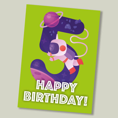 Biglietto di auguri per il compleanno di Kids Space Age - 5 anni