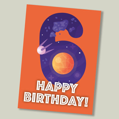 Biglietto di auguri per il compleanno di Kids Space Age - 6 anni