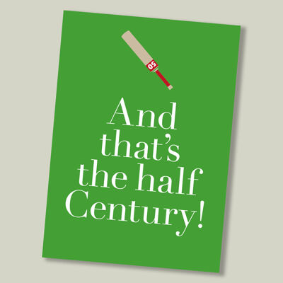 Cricket sport birthday card - age 50