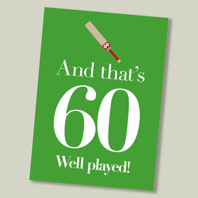 Cricket sport birthday card - age 60