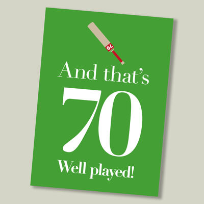 Cricket sport birthday card - age 70
