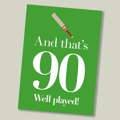 Cricket sport birthday card - age 90