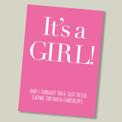 Colourful text new baby card - It's a Girl…