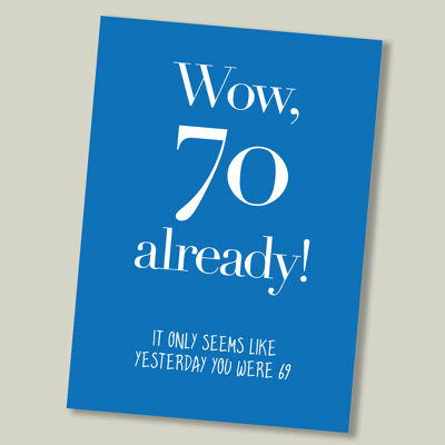 Colourful text birthday card - Wow, 70 already…