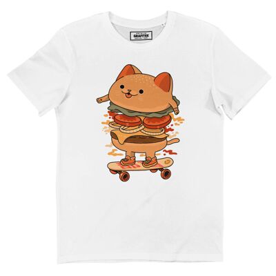 Camiseta de patinador Burger Cat - Gráficos de gatos lindos