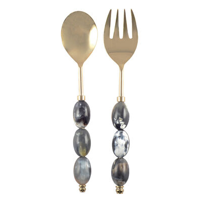Gold and resin salad servers 29.5cm