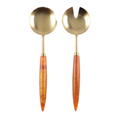 Gold and orange salad servers 29cm