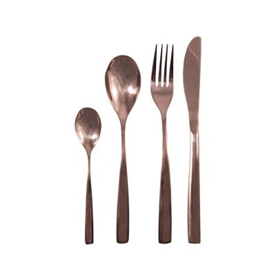 24-piece shiny copper cutlery set