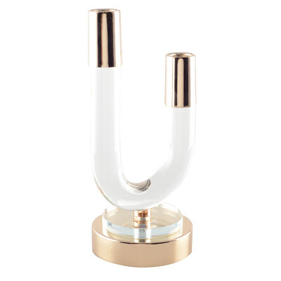 Clear and gold glass candle holder 12x10x24cm