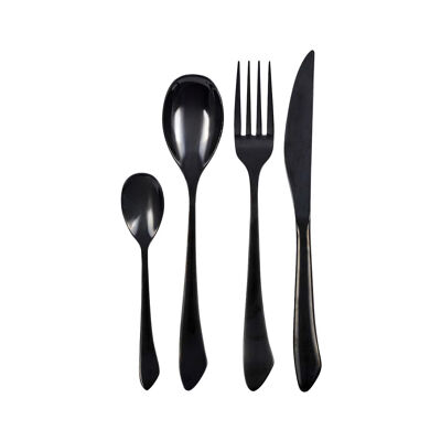 Set di posate nere lucide da 24 pezzi