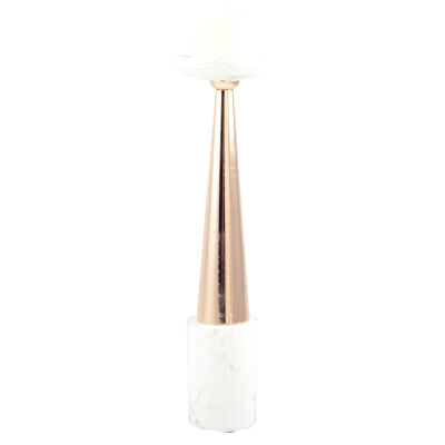 White and rose gold marble candle holder 12x12x26cm