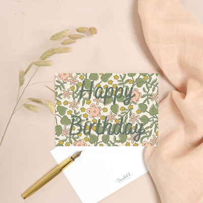 Lily Happy Birthday card - made in France
