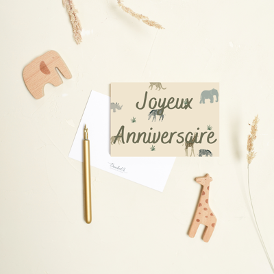 Savanna Happy Birthday Card - Made in France