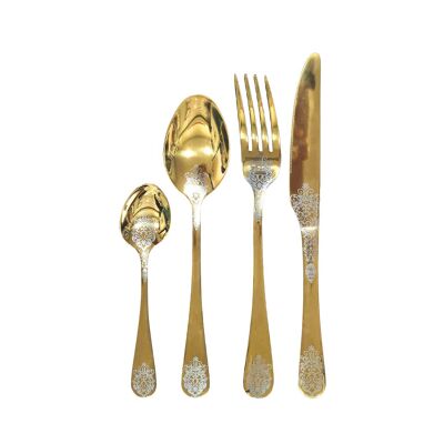 SET DI POSATE ARABESQUE IN ORO LUCIDO 24 PEZZI