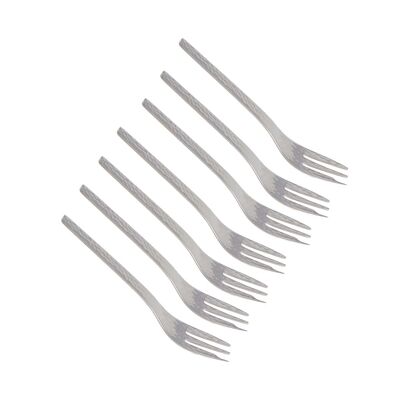 Hammered silver dessert forks - set of 6