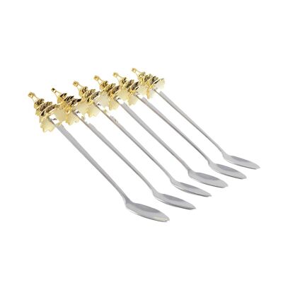 Golden fir tree spoons - set of 6