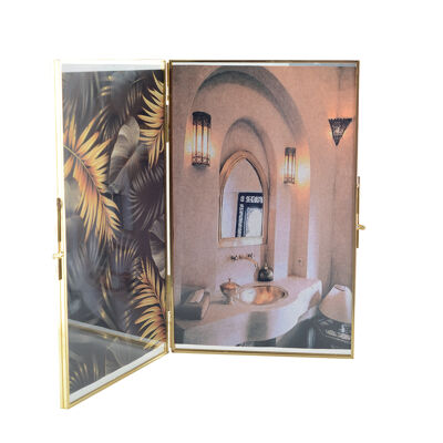 DOUBLE FRAME TRANSPARENT GOLD EDGE H.16CM